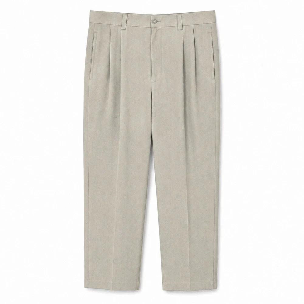 Tommy Bahama Mens 38 Silk Pleated Dress Pants Beige Tan Luxury Trousers